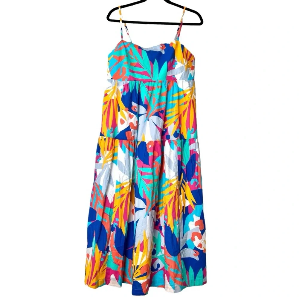 J. Crew Tie-back Tiered Midi Dress